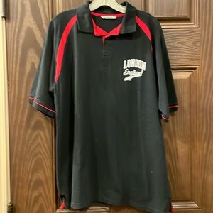 Men’s London England black & red polo 2X NWOT